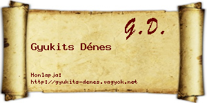 Gyukits Dénes névjegykártya